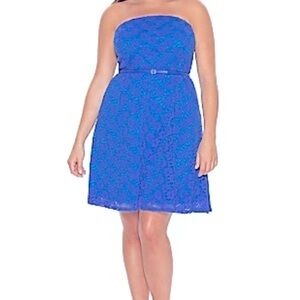 Lane Bryant Strapless Royal Blue over teal dress NWT Sz 16